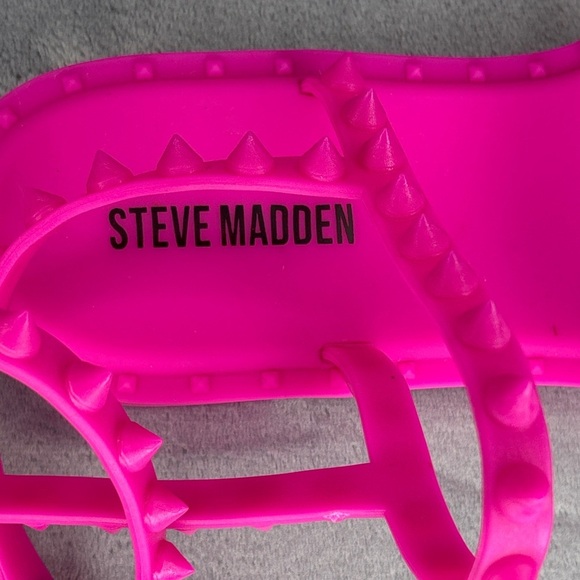 🔥🔥🔥Steve Madden Pink Jelly Sandals with Ruffled Ankle Straps Size: 8🔥🔥🔥 - Picture 2 of 6